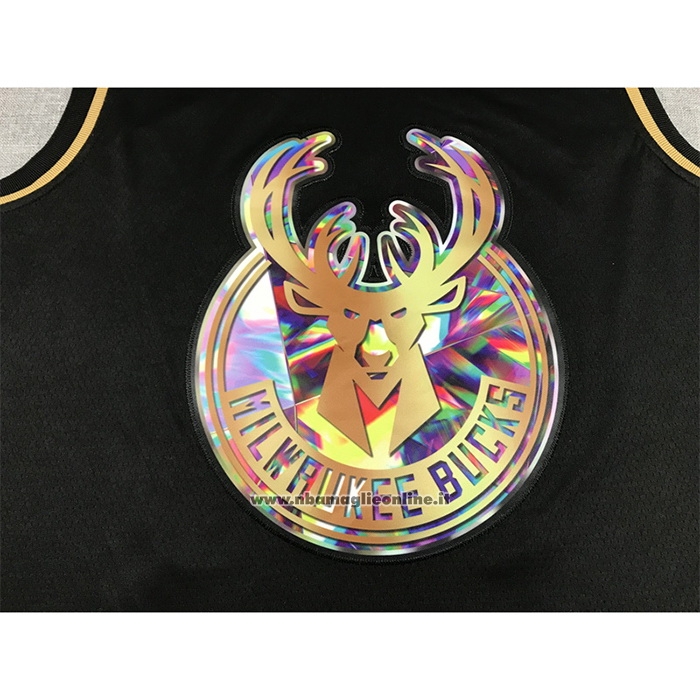 Maglia Golden Edition Milwaukee Bucks Giannis Antetokounmpo #34 2021-22 Nero